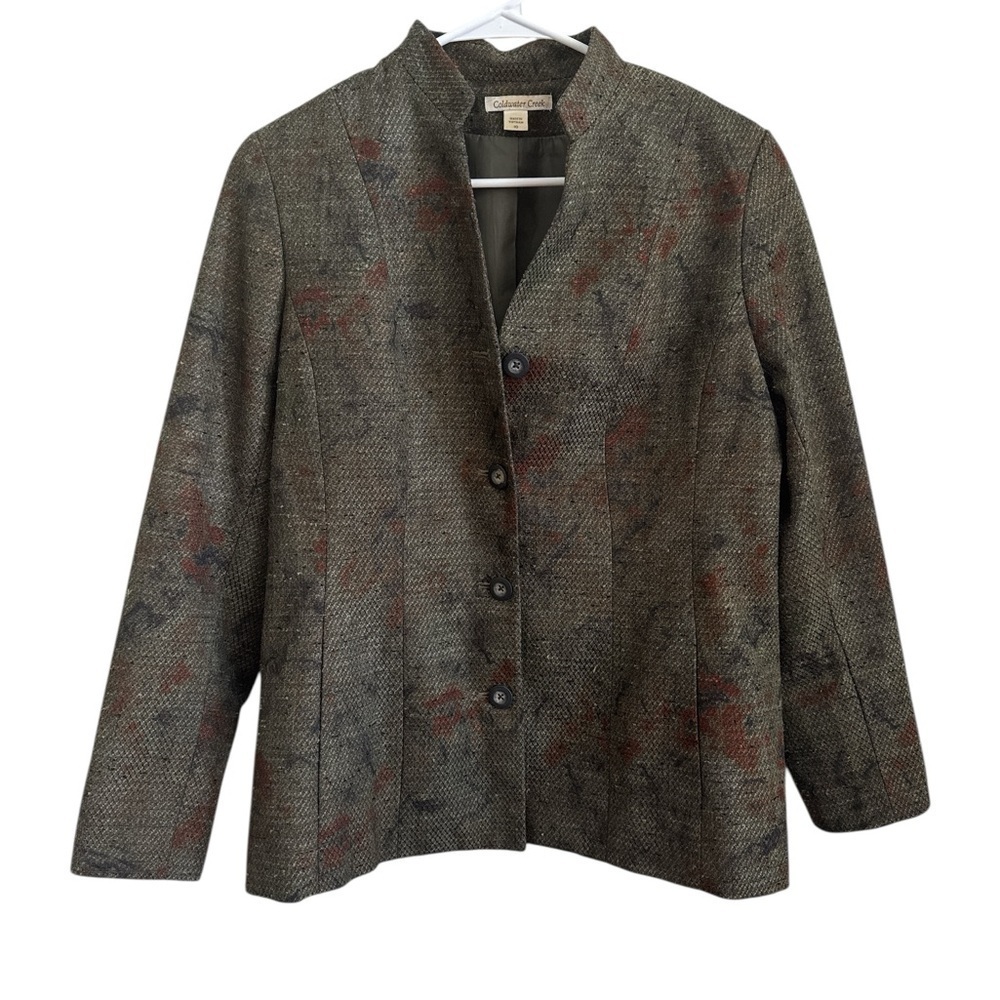 Coldwater Creek Textured Gray and Brown Blazer